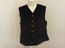 Chaus Vest Womens Size 12 Black Sleeveless Button V Neck Casual Preppy Ladies