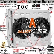 3 Row Aluminum Radiator Shroud Fan Relay For 2016-2023 Toyota Tacoma 2.7L 3.5L