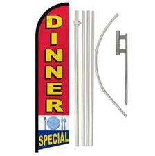 Dinner Special Windless Full Curve Advertising Restaurant Banner Flag & Pole Kit