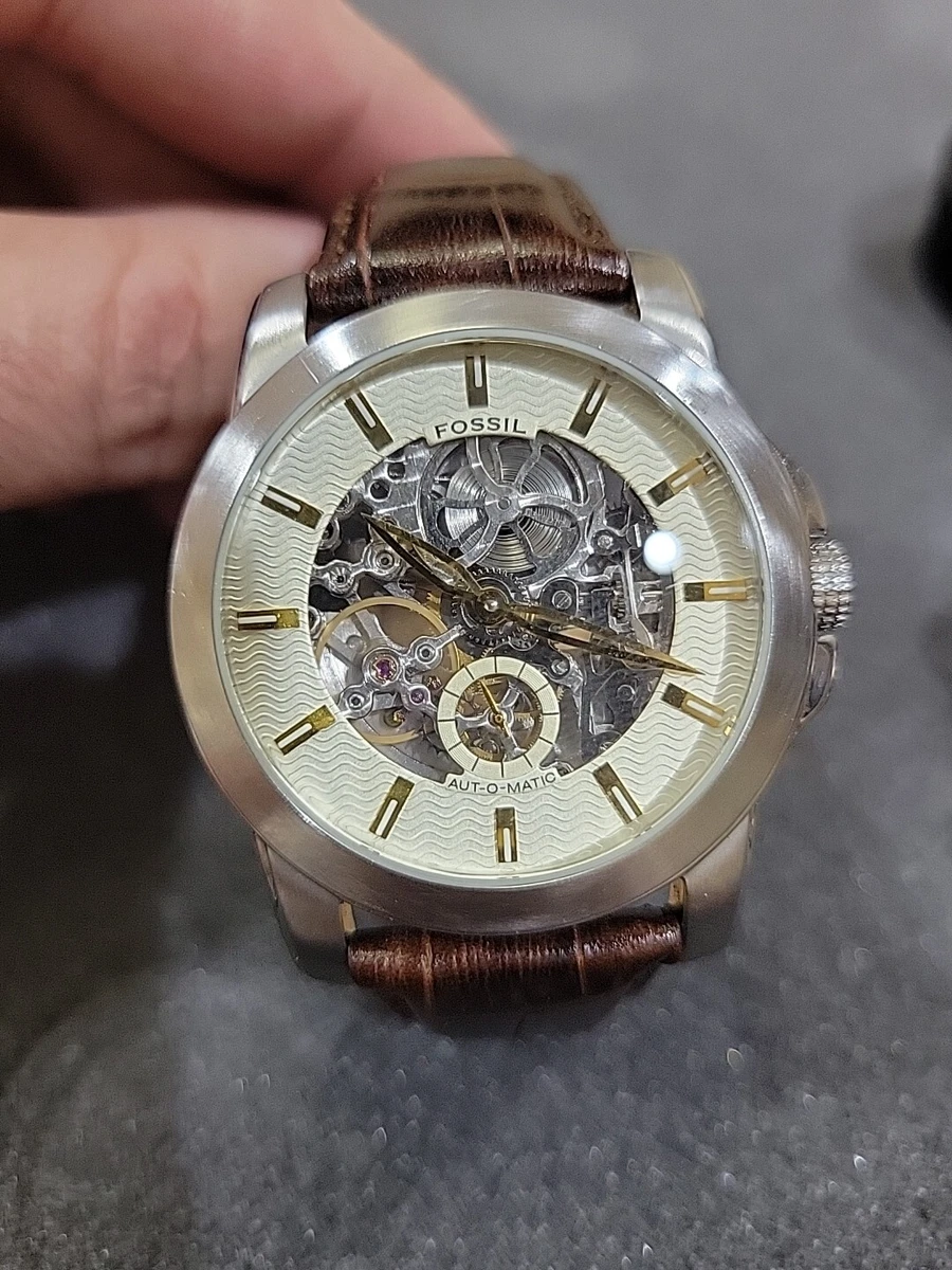 Fossil Automatic Beige Skeleton Dial ME1026 Men