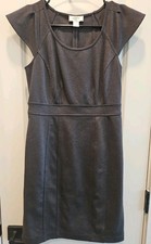 Loft- Womens 0 Petite- Fitted Pencil Dress.  Cap Sleeve. Scoop Neck. Dark Grey