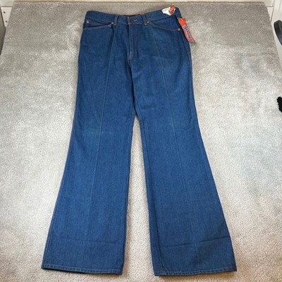 Vintage 70s Flare Male Jeans Men's 38 Blue Deadstock Wide Leg