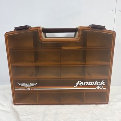 Vtg Fenwick Woodstream 40 Dual 2 Sided Latching Fishing Tackle Box Plastic Case 