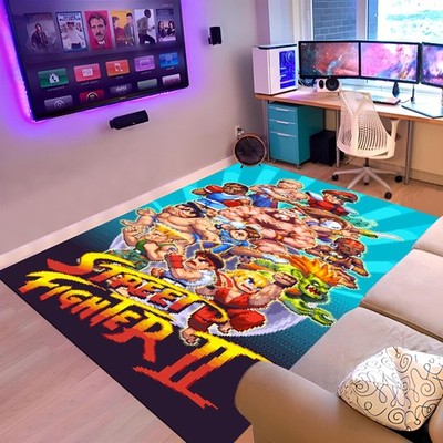 Fighting Game Rug Retro Arcade Style Area Carpet Decor