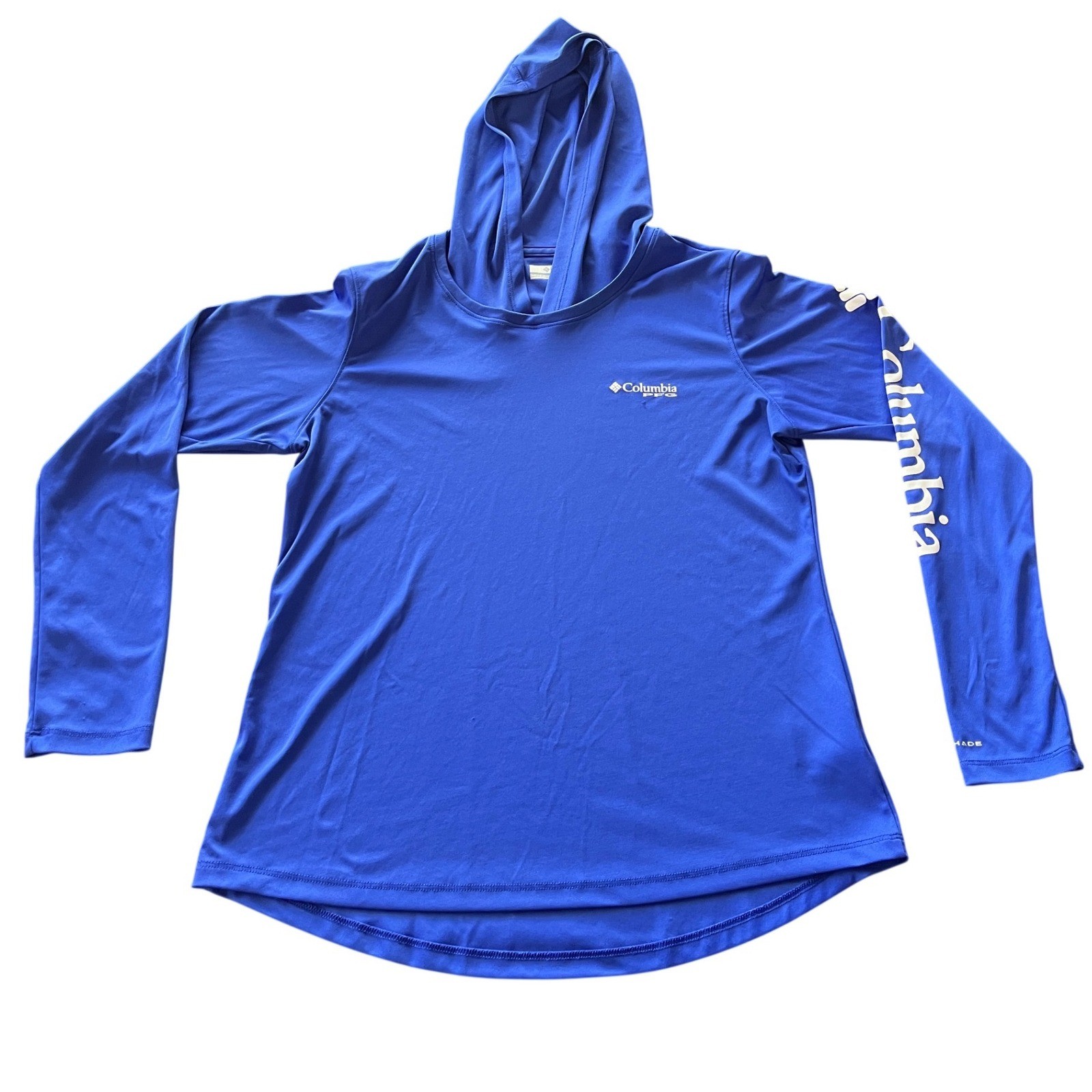 Columbia PFG Mens Terminal Tackle Hoodie Blue Long Sleeve Fishing Shirt Size M