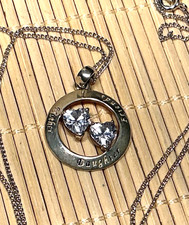 925 Sterling Silver Signed LA Cubic Zirconia Mother Daughter Friends Pendant