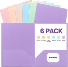 6 Pcs Pastel Plastic Letter Folders w/ Card Slot Poly Pockets for Office Docs