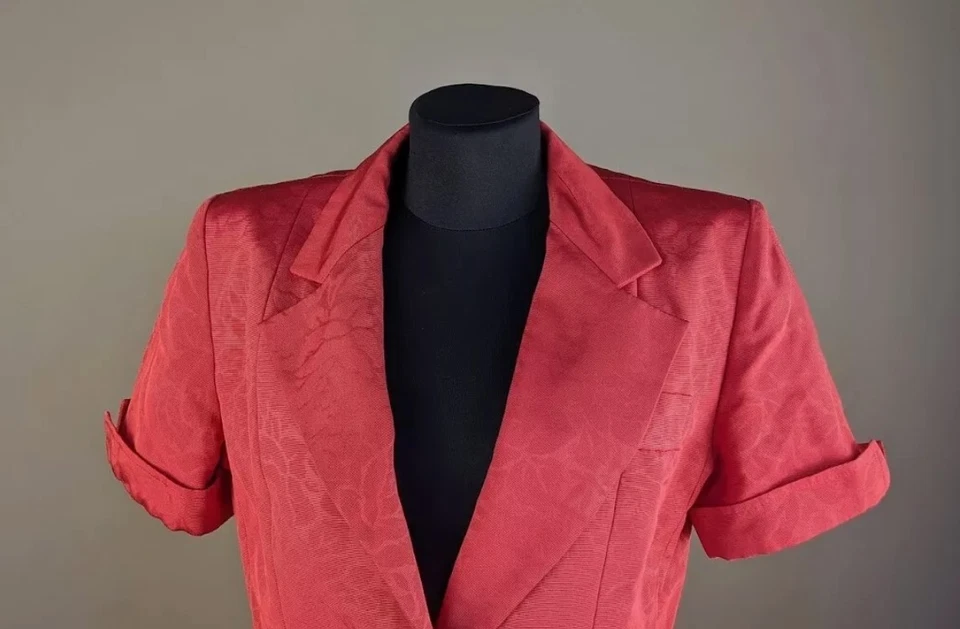 Traje Falda Roja Yves Saint Laurent Vintage Jacquard Floral Blazer Falda Midi 10 Foto 2 de 4