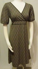 ANN TAYLOR LOFT - Brown & Tan Print Surplice Empire Waist Knit Dress size 2