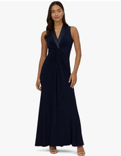 Adrianna Papell Jersey Tuxedo Twisted waist Sleeveless Gown $179 new with tags