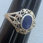 Vtg Sterling Silver Ring Lapis Filigree Size 3.75