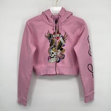 Ed Hardy Zip Hoodie Womens Large Pink New Yor...