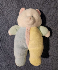 Vintage Kids Gifts Bear Plush Terrycloth Pastel Colors Block Teddy