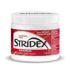 Stridex Medicated Acne Pads, Maximum, 55 Count   55 Pack of 1 , RED