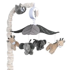 Lambs  Ivy Baby Jungle Animals Gray/Tan Musical Crib Mobile Soother Toy