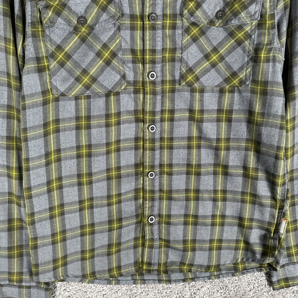Camisa de franela Mountain Hardwear para hombre pequeña gris amarilla ventana panel cuadros camping Foto 3 de 4