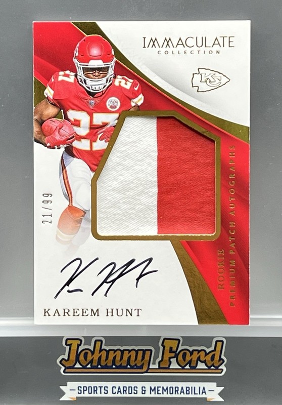 Kareem Hunt 2017 Panini Immaculate Rookie Patch Auto #21/99 Chiefs #PR-KH