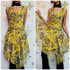 Vintage Y2K BCBG Silk Sheer Fairy Grunge Slip Dress Asymmetrical Boho Sz 4