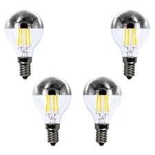 E14 G45 G14 Silver Half Chrome Light Bulb 4W Dimmable Globe 40W Equivalent W...