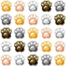 30Pcs Alloy Enamel Dog Paw Footprint Beads Puppy Paw Print Spacer Beads European