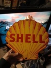 Vintage Shell Gasoline Sign - Clam Shell Porcelain Gas Pump Service Sign