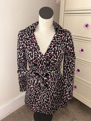 Y2K Forever 21 sz S tan black & pink cheetah print cotton belted coat