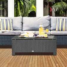 Patio Coffee Table, Large Side , Hand-Woven PE Rattan, Weather Resistant Wicker