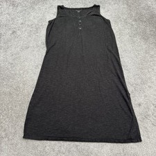 Eileen Fisher Henley Tank Midi Knit Dress Womens PS Petite Heather Charcoal Gray