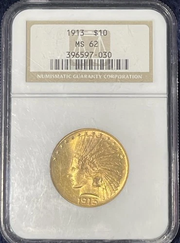 1913 $10 INDIAN HEAD Gold Eagle NGC MS62 Certified MS-62 * Great Luster