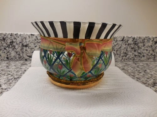 MACKENZIE CHILDS CIRCUS TULIPS GLASS BOWL