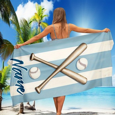 1pc ized Name/Text Beach & Pool Towel with Custom Baseball Design - Large Quic