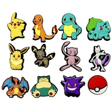 12PC Pokemon Shoe Charms For Crocs Anime Charms Boy Charms Pikachu Charms Jibbit