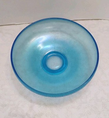 Vintage Fenton Glass Celeste Blue Iridescent Stretch Console Bowl - 8  1920s