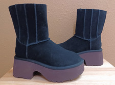 UGG Classic Twin Seam New Heights women's black suede platform boots size 11