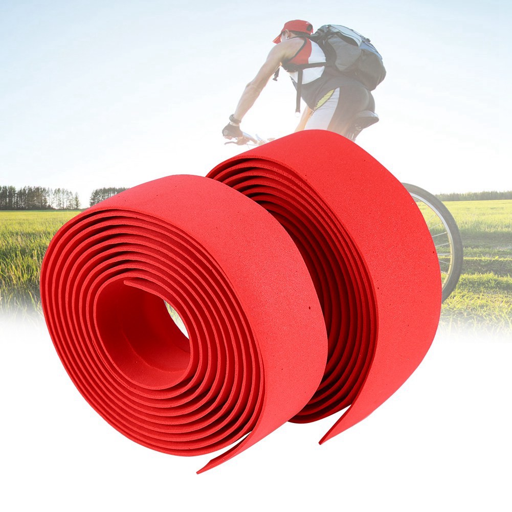 2x Cycling Road Bike Bicycle Handlebar Grip Wrap Tape 2 Bar Plugs(Black+ KRI