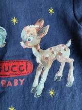 Gucci Baby Girls Dress 18-24M Deer Fawn Rainbow Collar Blue *see pics