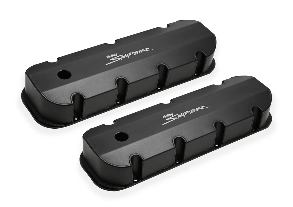 Holley Sniper 890004B Fabricated Aluminum Valve Covers w/Baffle - Black Finish - Image 3 of 4