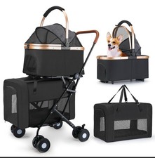 Double Pet Stroller for Small Medium Dogs - 4 In1 Dog Stroller for 2 Pets