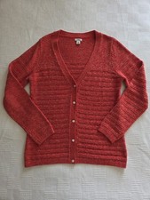 L.L. Bean Women's Cardigan Sweater Button Long Sleeve Red Size Medium