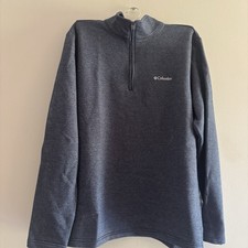 Columbia Men's Gray Knit 1/4 Zip Pullover Sweater XL Mock Neck Long Sleeve