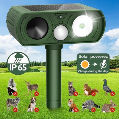 Upgraded Solar Ultrasonic Animal Repellent Dog Cat Skunk Deer Raccoon For Garden