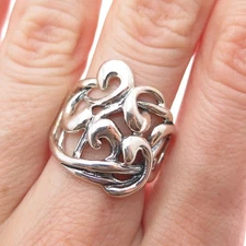 HAGIT GORALI 925 Sterling Silver Vintage Ornate Modernist Oxidized Ring Size 7