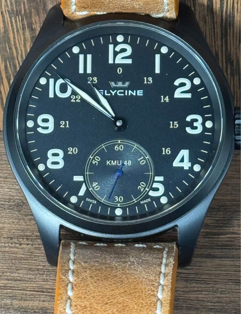 Glycine KMU 48 3906 Mechanical Pilot Watch 48mm Original Brown