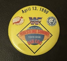 April 13 1990 WWF NJPW AJPW Wrestling Summit Promo Pinback Button New All Japan