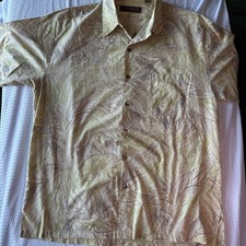 Tori Richard Button Up Hawaiian Shirt Mens M Cotton USA Made Leaves Abstract