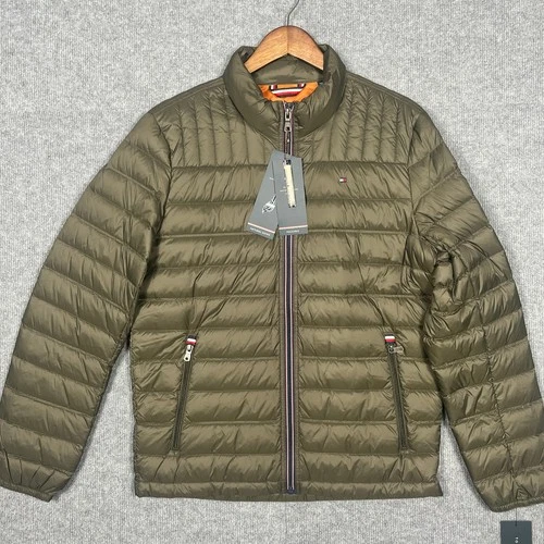 Tommy Hilfiger Down Packable Jacket Olive Green Mens Small Coat Quilted - product listing photo