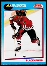 Adam Creighton, 1991-92 Score Canadian Bilingual, #485, Chicago Blackhawks,