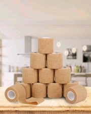 12-Rolls Tan Self Adhesive Bandage Wrap, Vet Tape, Medical Tape 2 In x 5 Yds 