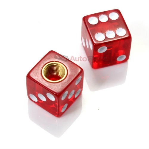 (2) Clear Red Dice Old School BMX Tire Stem Valve Caps Covers - Bild 1 von 1