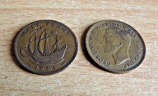 1941 King George VI Half Penny coin circulated